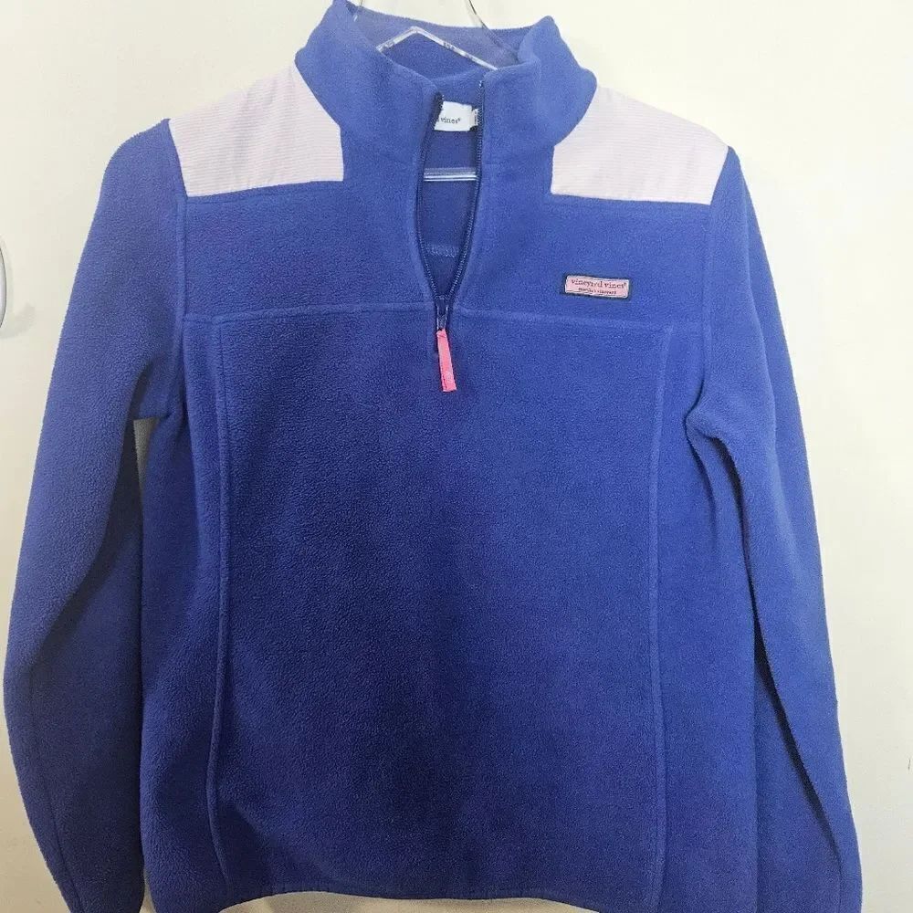 Vineyard Vines Mock Neck Fleece Shep Sweater Pullover Blue XS #200125